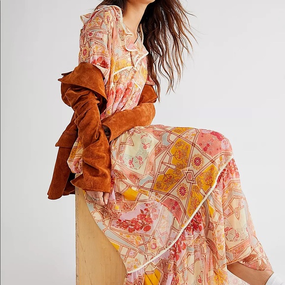 NWOT FREE PEOPLE CARMELLA PRINT MAXI DRESS IN IVORY COMBO Z335-51 - Picture 1 of 4